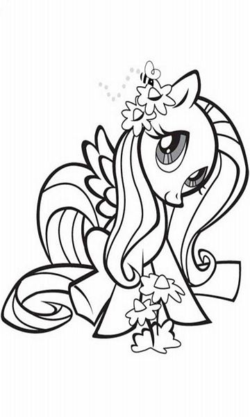 Kolorowanka online: Kolorowanka fluttershy wśród kwiatów